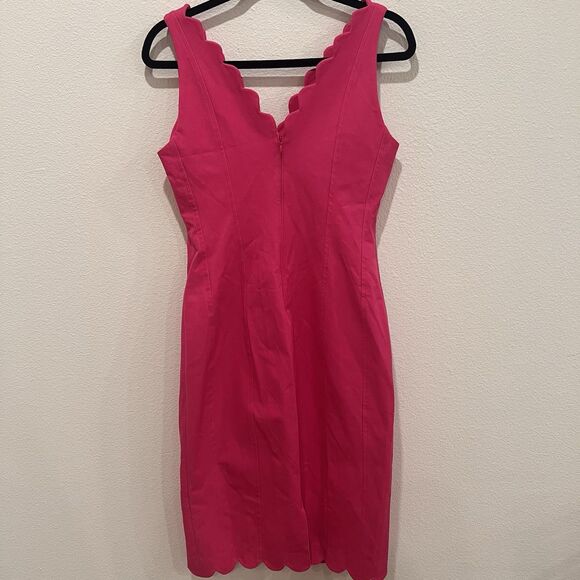 Banana Republic FUSCHIA Pink  Sz 6 Scallop Edge Bi-Stretch Fitted Sheath Dress - Picture 4 of 7